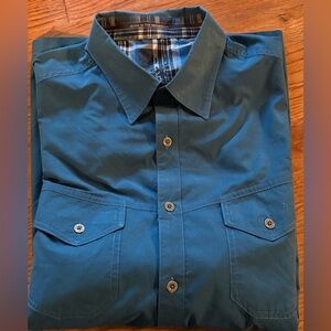 Kuhl Eluxur Shirt Blue Ionik SS Metal Button Up Outdoors, Size XL, EUC